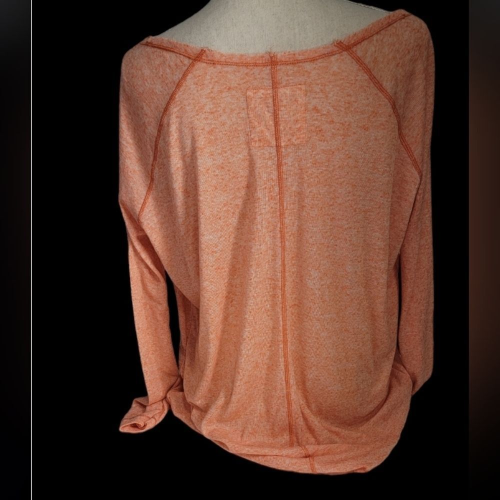 We the Free orange long sleeves top blouse size S boat neck light raw hem * - Picture 2 of 7